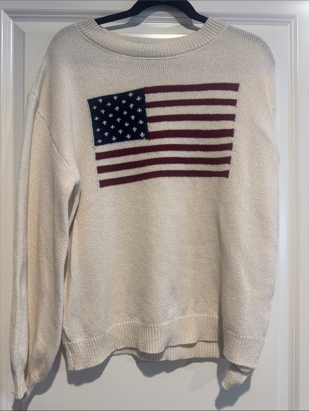 Cream Flag Graphic Sweater - Women's Crewneck